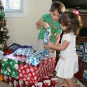 Opening presents from Grammy and P-Paw